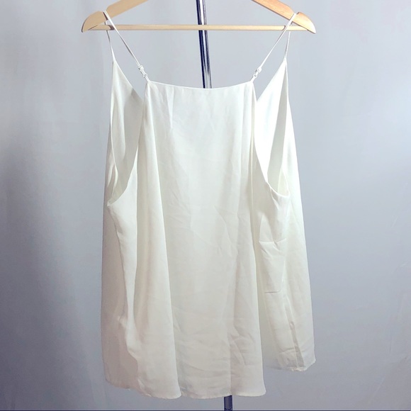 Evera B White Flowy Chiffon Adjustable Spaghetti Strap Blouse Size XXL - Picture 2 of 2